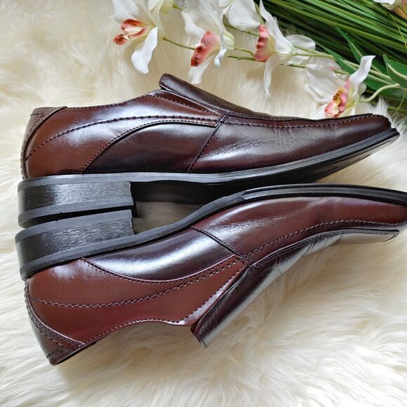 Joseph Abboud Rich Two-Toned Mahogany Brown Loafers Square Toe (12M) - Picture 4 of 11